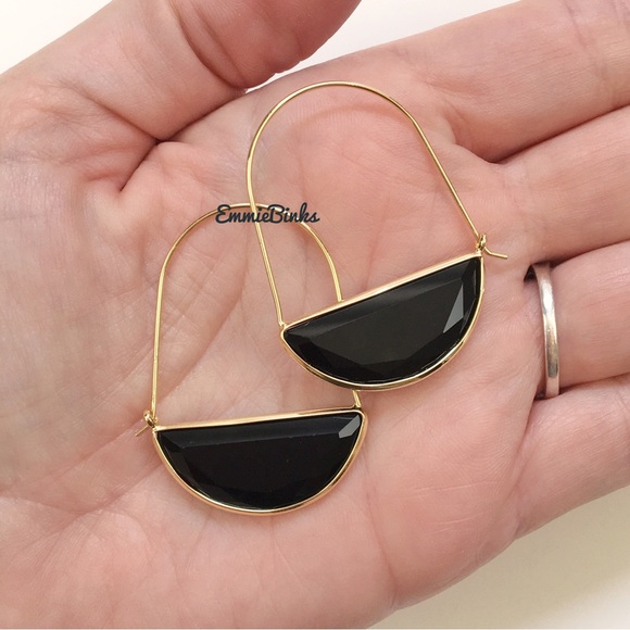 ✨3for$38 New Black Anthro Glass Crescent Hoop Earrings -Glass Dangle Earrings - Picture 6 of 13